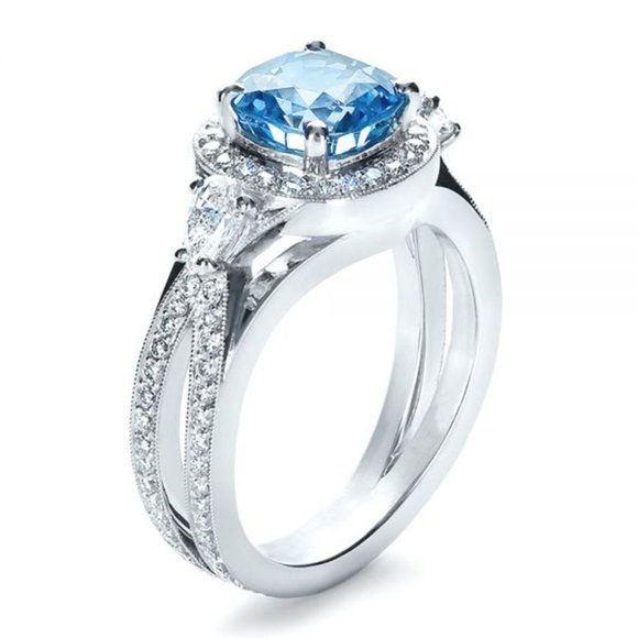 "925 Silver Plated Blue Exquisite, Noble Cross Ring, FB16FA1051 - Picture 6 of 8